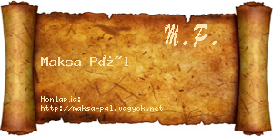 Maksa Pál névjegykártya